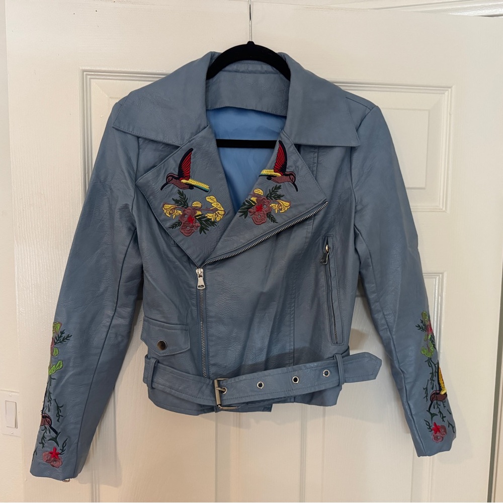 Embroidered Blue Women's Jacket